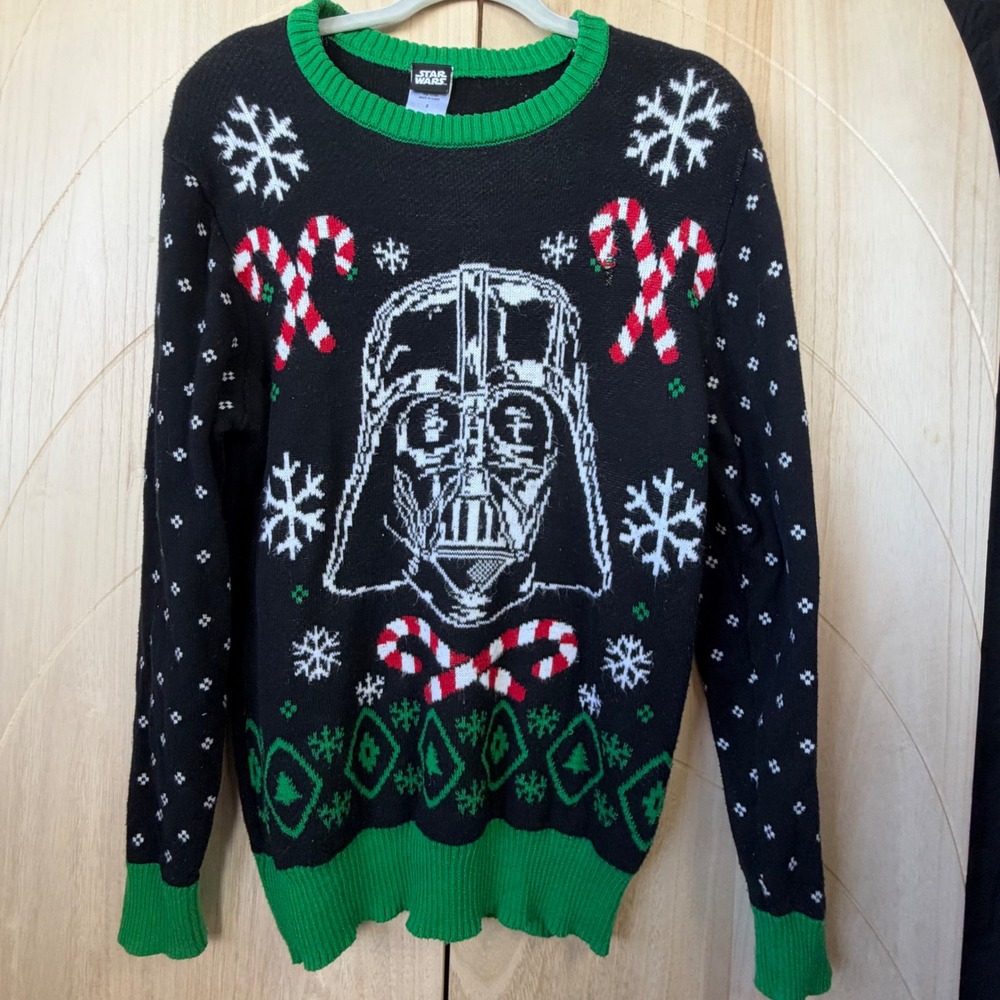 Star Wars Darth Vader Sweater S Black Ugly Christmas Holiday Candy Cane Knit